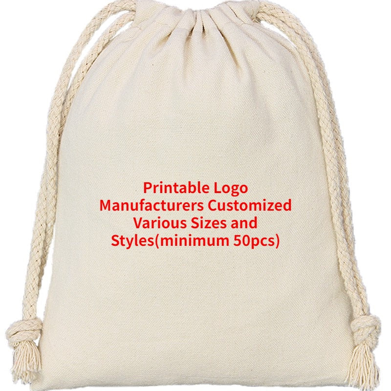 【Professional Customization】Cotton And Hemp Bundle Pocket Cloth Canvas Bag Cosmetics Bag Underwear Sock Storage Rice Bag Sundry Bag Printable Logo Manufacturers Customized Various Sizes and Styles(minimum 50pcs)