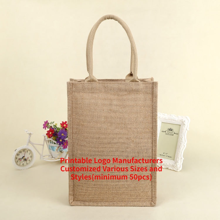 【Professional Customization】Custom Load-bearing Shopping Gift Linen Bag Jute Rice Hand-held Jute BagPrintable Logo Manufacturers Customized Various Sizes and Styles(minimum 50pcs)