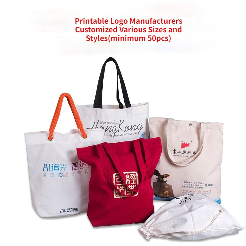 【Professional Customization】Canvas Bag Blank Cloth Bag Women Hand-held Shoulder Cotton Bag Environmental Protection Shopping Bag Canvas BagPrintable Logo Manufacturers Customized Various Sizes and Styles(minimum 50pcs)