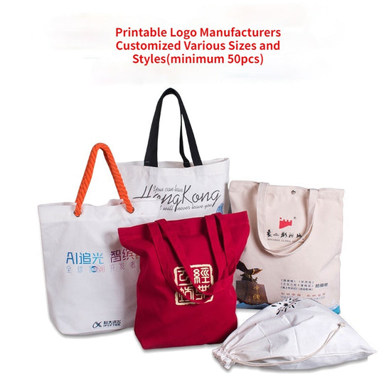 【Professional Customization】Canvas Bag Blank Cloth Bag Women Hand-held Shoulder Cotton Bag Environmental Protection Shopping Bag Canvas BagPrintable Logo Manufacturers Customized Various Sizes and Styles(minimum 50pcs)