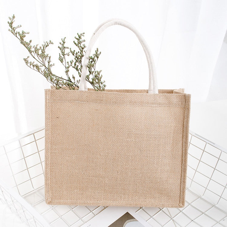 【Professional Customization】Coarse Retro Environmental Protection Jute Bag Clad Waterproof Hand-held Linen Bag Printable Logo Manufacturers Customized Various Sizes and Styles(minimum 50pcs)