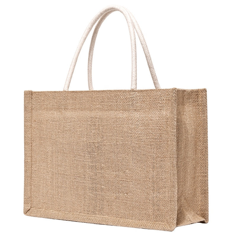 【Professional Customization】Linen Bag In Stock Good Product Retro Jute Hand-held Shopping Bag Custom Logo Text No Print Cross BorderPrintable Logo Manufacturers Customized Various Sizes and Styles(minimum 50pcs)