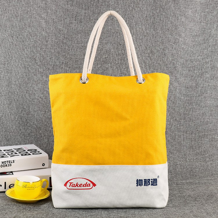 【Professional Customization】Canvas Cotton Bag Fashion Classic Popular Activities Commodity Advertising Shopping Splicing Bag Printable Logo Manufacturers Customized Various Sizes and Styles(minimum 50pcs)