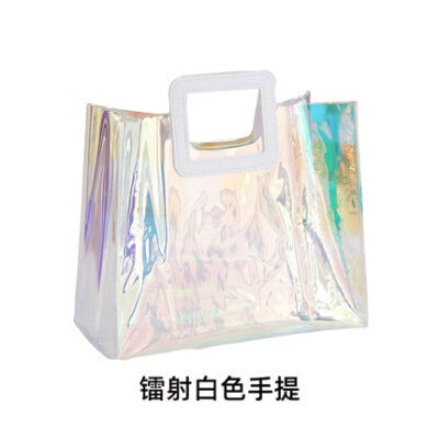 【Professional Customization】Customized High-end Transparent Jelly PVC Handbag Advertising Activities Hand Gifts Customized Logo Laser Net Red Bag Printable Logo Manufacturers Customized Various Sizes and Styles(minimum 50pcs)