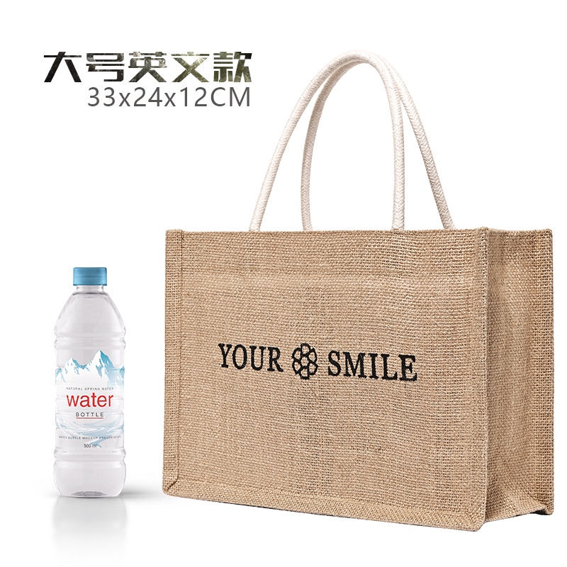 【Professional Customization】Linen Bag In Stock Good Product Retro Jute Hand-held Shopping Bag Custom Logo Text No Print Cross BorderPrintable Logo Manufacturers Customized Various Sizes and Styles(minimum 50pcs)