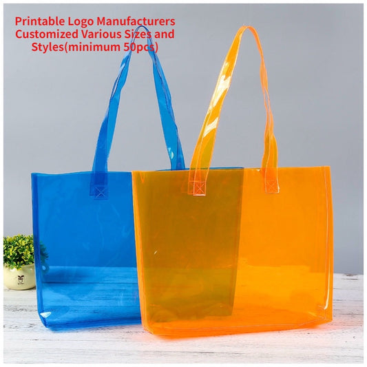 【Professional Customization】Plastic Color Pvc Tote Bag Environmental Protection One-shoulder Jelly Makeup Gift Bag Printable Logo Manufacturers Customized Various Sizes and Styles(minimum 50pcs)