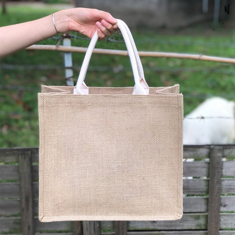 【Professional Customization】Jute Bag Linen Gift Bag Custom Coated Waterproof Portable Linen Bag Shopping Bag Simple Rice Bag Printable Logo Manufacturers Customized Various Sizes and Styles(minimum 50pcs)