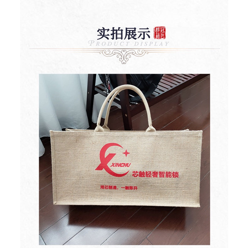 【Professional Customization】Jute Bags Custom Logo Fashion Advertising Hand-held Gift Bags To Collect Shopping Tote Linen Bags Custom Wholesale Printable Logo Manufacturers Customized Various Sizes and Styles(minimum 50pcs)