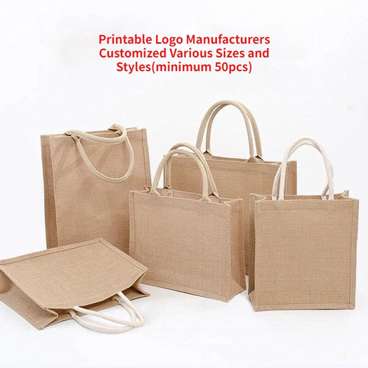 【Professional Customization】Linen Bag Spot Unprinted Jute Bag Clad Jute Bag Custom Logo Good Product Linen Bag DIYPrintable Logo Manufacturers Customized Various Sizes and Styles(minimum 50pcs)