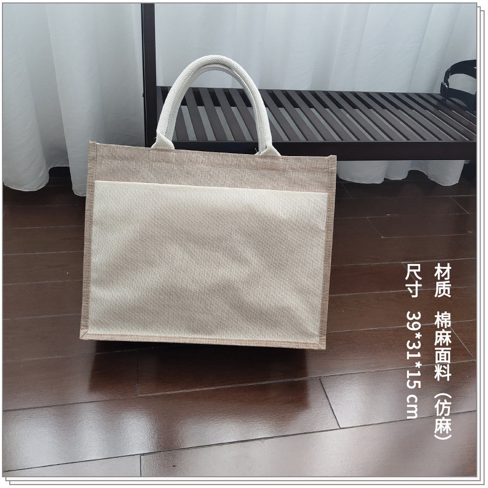 【Professional Customization】Spot Blank Hand-held Linen Bag Custom-made Imitation Jute Tea Gift Bag Hand-held Shopping Bag Custom-made Wholesale Printable Logo Manufacturers Customized Various Sizes and Styles(minimum 50pcs)