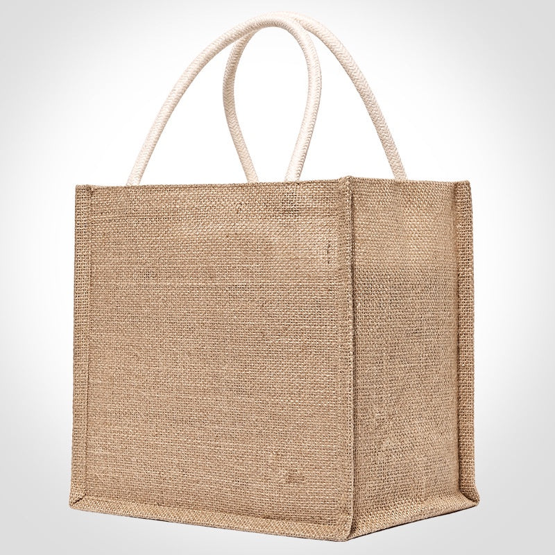 【Professional Customization】Simple Retro Shopping Bag Coarse Jute Jute Handbag Shopping Bag Fashion Storage Jute Bag SpotPrintable Logo Manufacturers Customized Various Sizes and Styles(minimum 50pcs)