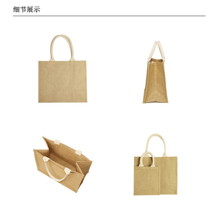 【Professional Customization】Jute Folding Shopping Bag A4 The Same Mujidiy Environmental Protection Linen Bag Ins Custom Logo Linen BagPrintable Logo Manufacturers Customized Various Sizes and Styles(minimum 50pcs)