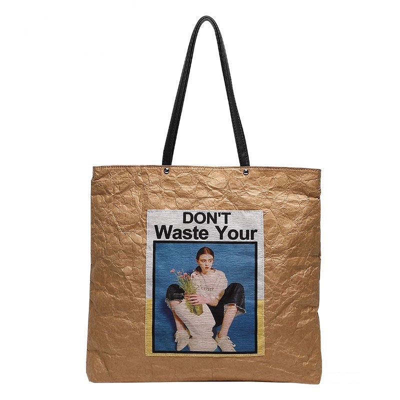 【Professional Customization】2021 New Dupont Paper Bag Custom Printed Logo Shoulder Canvas Bag Handbag Green Bag Shopping Bag Printable Logo Manufacturers Customized Various Sizes and Styles(minimum 50pcs)