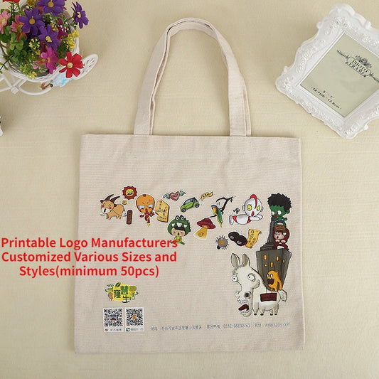 【Professional Customization】Batch Custom-made Hand-held Canvas Bags Processing One-shoulder Supermarket HandbagPrintable Logo Manufacturers Customized Various Sizes and Styles(minimum 50pcs)