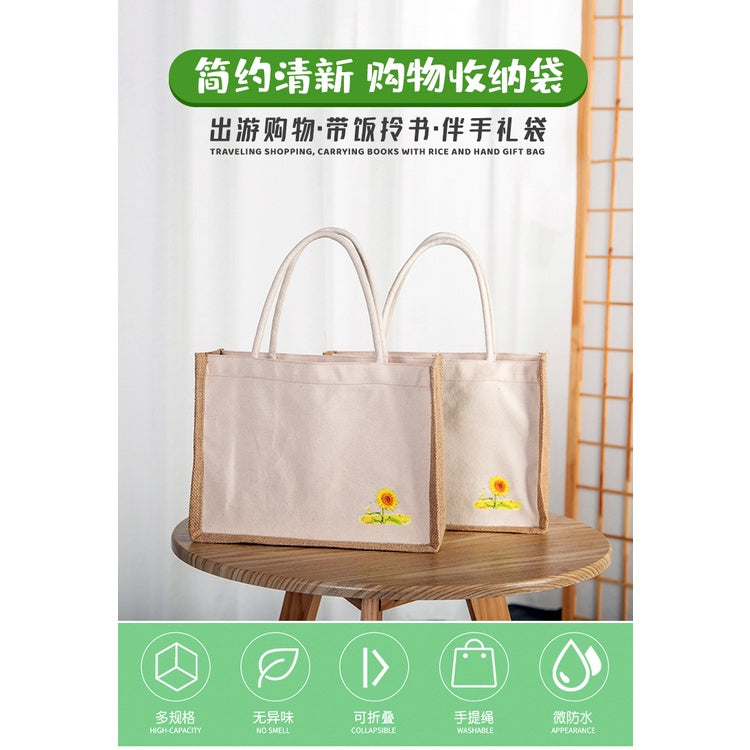 【Professional Customization】Linen Bag Linen Shopping Bag Literary Small Fresh Bag Retro Canvas Custom Logo Cloth Bag Cotton And Linen Printable Logo Manufacturers Customized Various Sizes and Styles(minimum 50pcs)