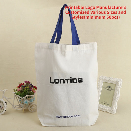 【Professional Customization】New Cotton Can Be Printed Logo Handbag Custom Packaging Cotton Shopping BagPrintable Logo Manufacturers Customized Various Sizes and Styles(minimum 50pcs)