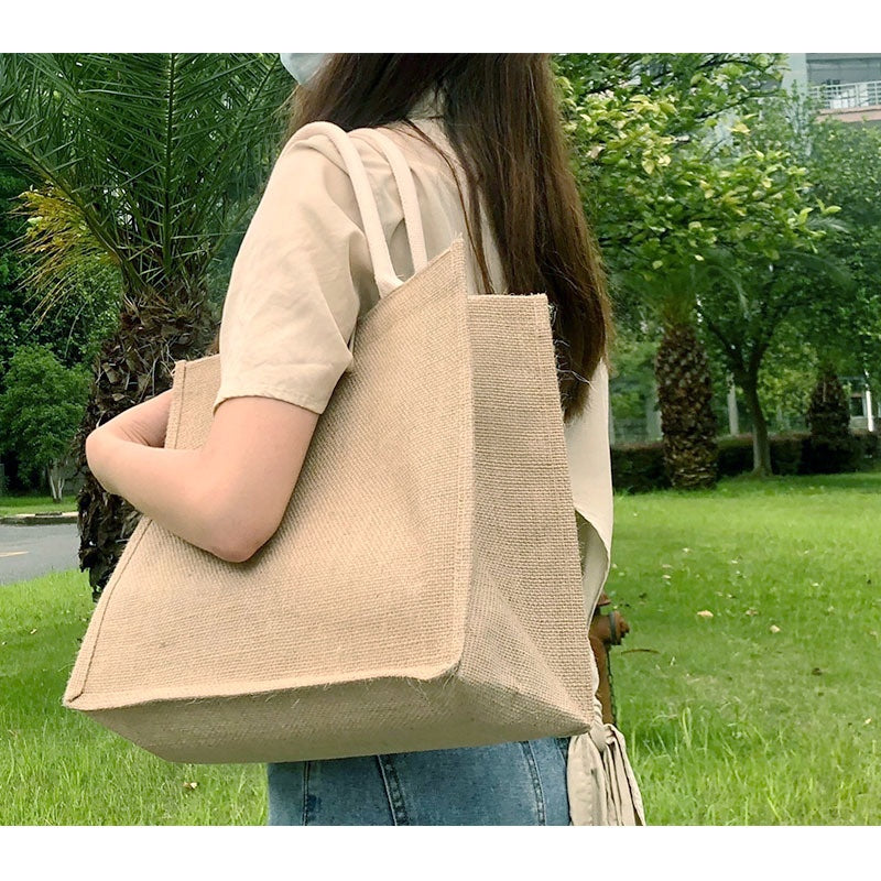 【Professional Customization】Jute Linen Portable Gift Bags Shopping Environmental Protection Bags Small Fresh Linen Bags Printable Logo Manufacturers Customized Various Sizes and Styles(minimum 50pcs)