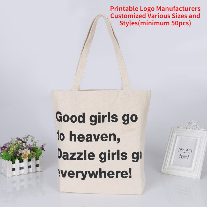 【Professional Customization】A Large Number of Creative Students' Cloth Bags  Advertising Shopping Canvas BagPrintable Logo Manufacturers Customized Various Sizes and Styles(minimum 50pcs)