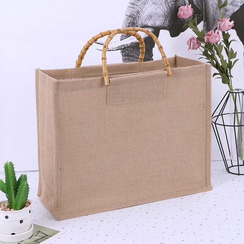 【Professional Customization】Jute Bags Practical Jute Handbags Linen Cotton Linen Shopping Bags Printable Logo Manufacturers Customized Various Sizes and Styles(minimum 50pcs)