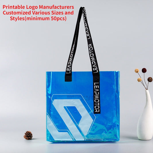 【Professional Customization】Customized PVC Laser Tote Bag TPU Magic Color Bag Gift Bag Online Celebrity Cosmetic Shopping Bag Transparent Jelly BagPrintable Logo Manufacturers Customized Various Sizes and Styles(minimum 50pcs)