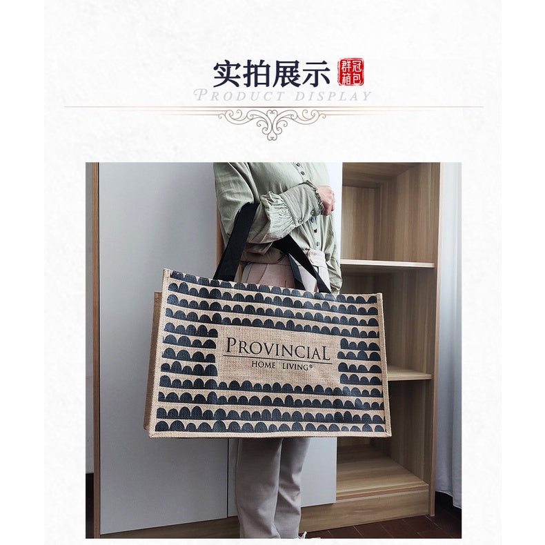 【Professional Customization】Customized Fashion Printing Portable Sack Large Shopping Storage Bag Jute Bag Coarse Linen Gift PackagingPrintable Logo Manufacturers Customized Various Sizes and Styles(minimum 50pcs)