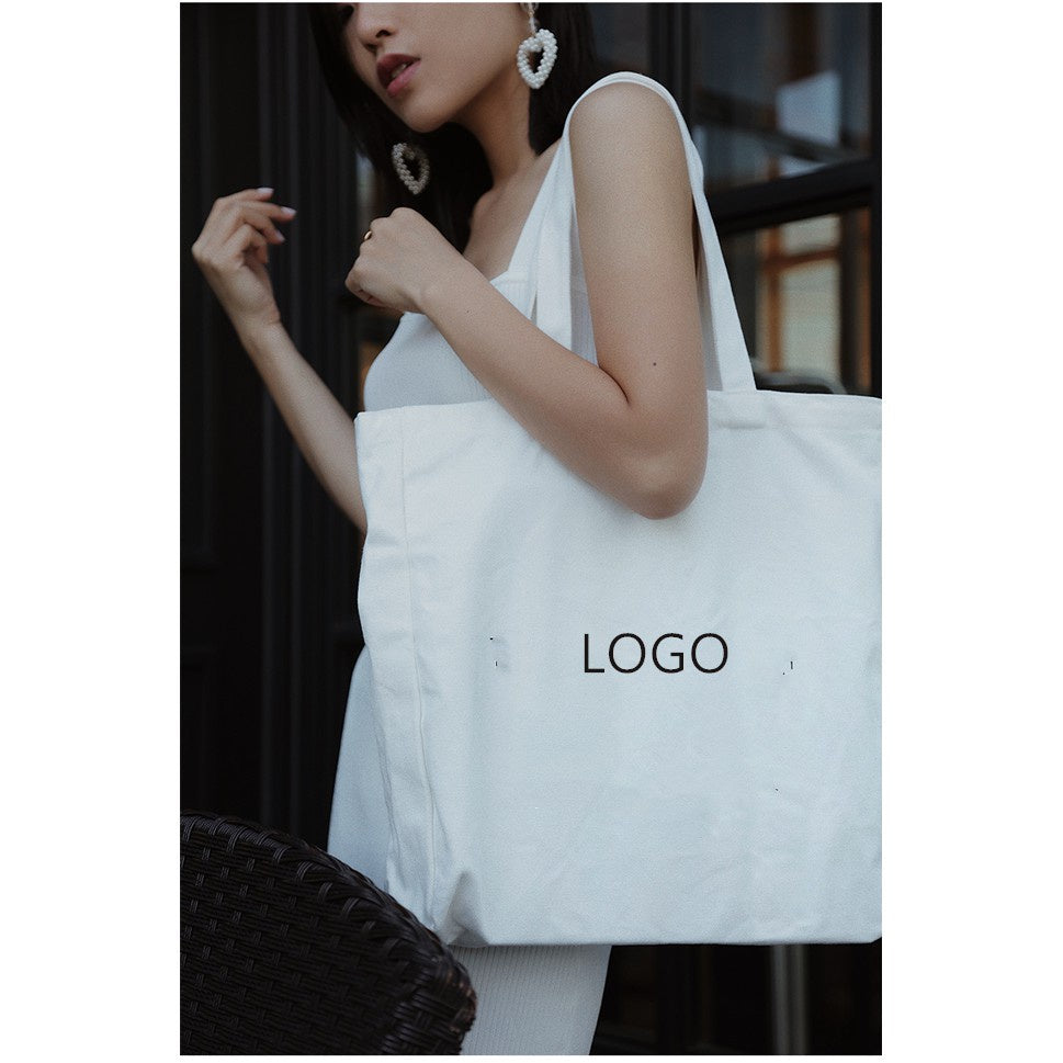 【Professional Customization】Canvas Bag Women's Fashion Canvas Bag New Shoulder Handbag Student Simple Storage Bag Reusable Shopping Bags Printable Logo Manufacturers Customized Various Sizes and Styles(minimum 50pcs)