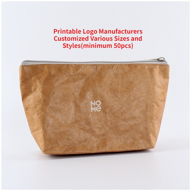 【Professional Customization】Japanese And Korean Washed Kraft Paper Data Line Cosmetic Storage Bag Simple Zipper Mobile Phone Zero WalletPrintable Logo Manufacturers Customized Various Sizes and Styles(minimum 50pcs)