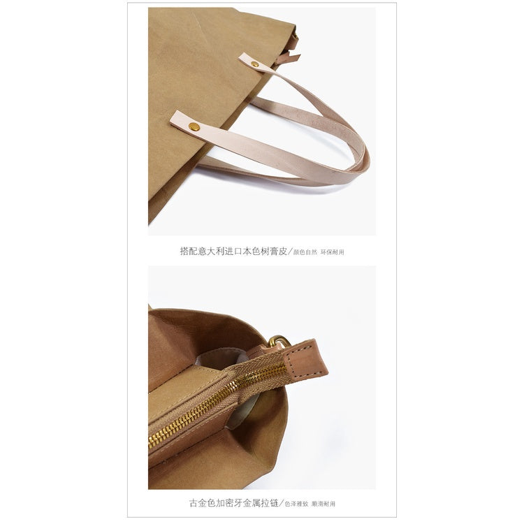 【Professional Customization】New Washable Kraft Paper Portable Shoulder And Back BagPrintable Logo Manufacturers Customized Various Sizes and Styles(minimum 50pcs)