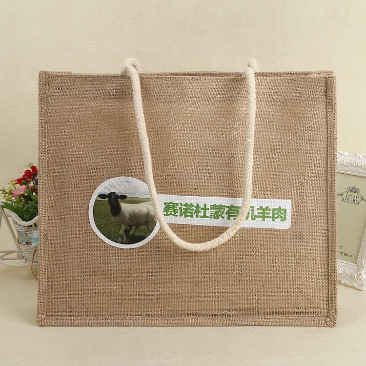 【Professional Customization】Linen Beef Bags Jute Bags Imitation Hemp Handbags Shopping BagPrintable Logo Manufacturers Customized Various Sizes and Styles(minimum 50pcs)