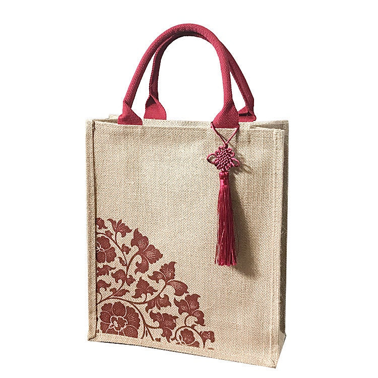 【Professional Customization】Linen Handbag Linen Wine Gift Bag Linen Shopping Bag Yellow Sack CustomPrintable Logo Manufacturers Customized Various Sizes and Styles(minimum 50pcs)