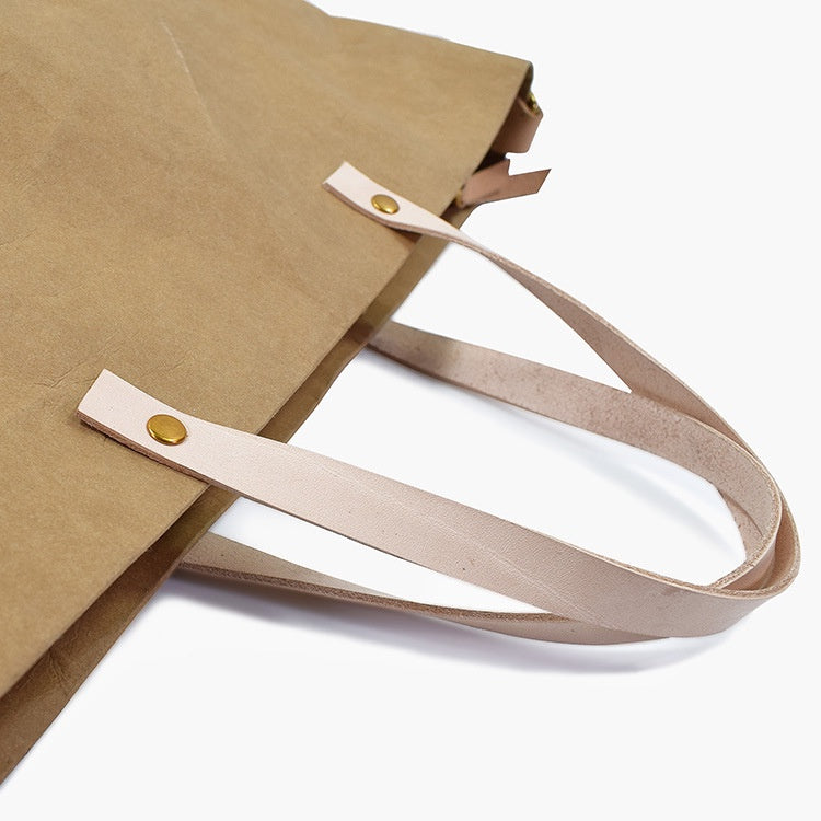 【Professional Customization】New Washable Kraft Paper Portable Shoulder And Back BagPrintable Logo Manufacturers Customized Various Sizes and Styles(minimum 50pcs)