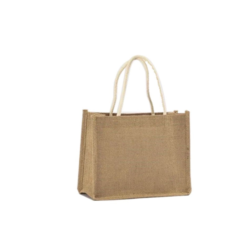 【Professional Customization】Factory Direct Supply Spot Text Pattern Custom Linen Jute Green Shopping Sack Coated Waterproof HandbagPrintable Logo Manufacturers Customized Various Sizes and Styles(minimum 50pcs)