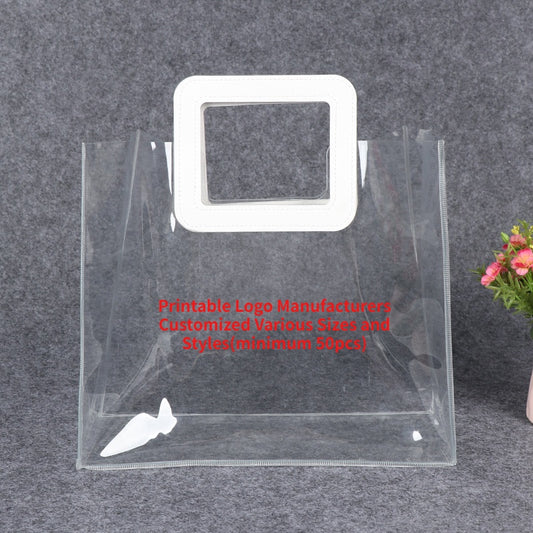 【Professional Customization】PVC Transparent Companion Gift Bags Wedding Candy Handbags Cosmetics Handbags Net Red Handbags Printable Logo Manufacturers Customized Various Sizes and Styles(minimum 50pcs)