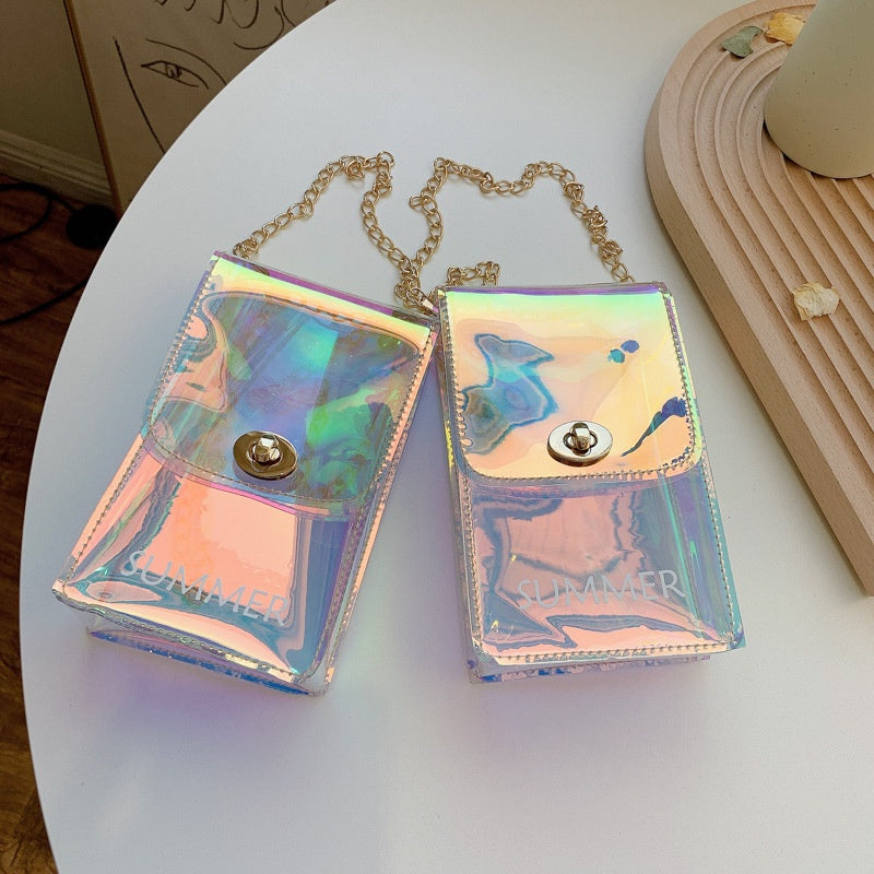 【Professional Customization】Spring/summer 2021 New Fashion Chain Handbag Crossbody Bag Radiation Transparent Jelly Bag Cute Change Shoulder BagPrintable Logo Manufacturers Customized Various Sizes and Styles(minimum 50pcs)