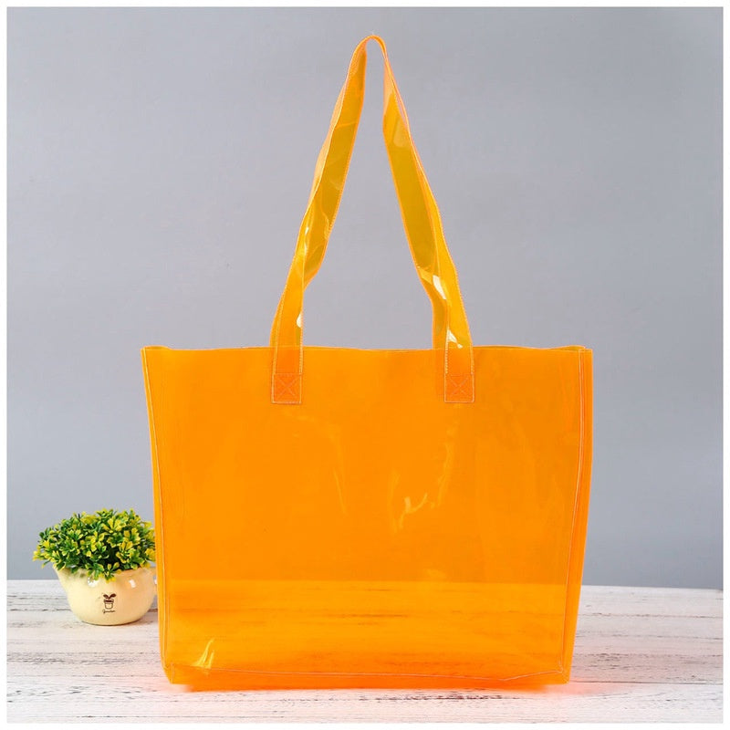 【Professional Customization】Plastic Color Pvc Tote Bag Environmental Protection One-shoulder Jelly Makeup Gift Bag Printable Logo Manufacturers Customized Various Sizes and Styles(minimum 50pcs)