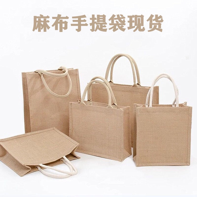 【Professional Customization】Jute Bag Custom Made Plastic Coated Portable Jute BagPrintable Logo Manufacturers Customized Various Sizes and Styles(minimum 50pcs)