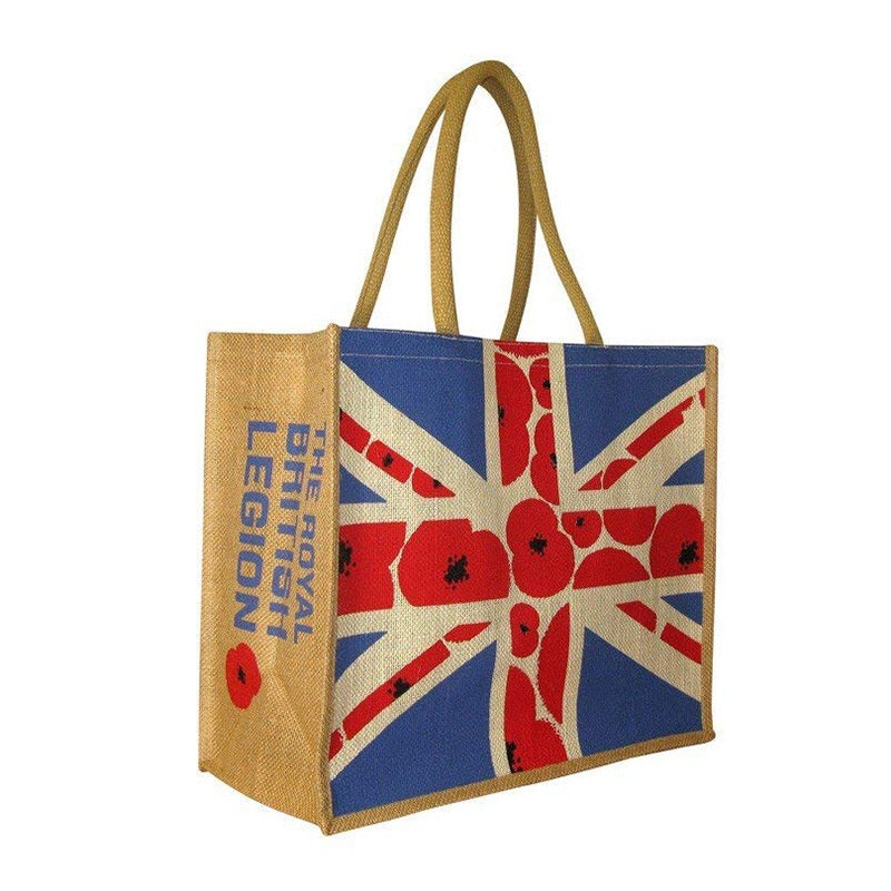 【Professional Customization】New Environmental Protection Linen Bag Rice Flag Printing Jute Sail Bag British Fashion Shopping Bag CustomizationPrintable Logo Manufacturers Customized Various Sizes and Styles(minimum 50pcs)