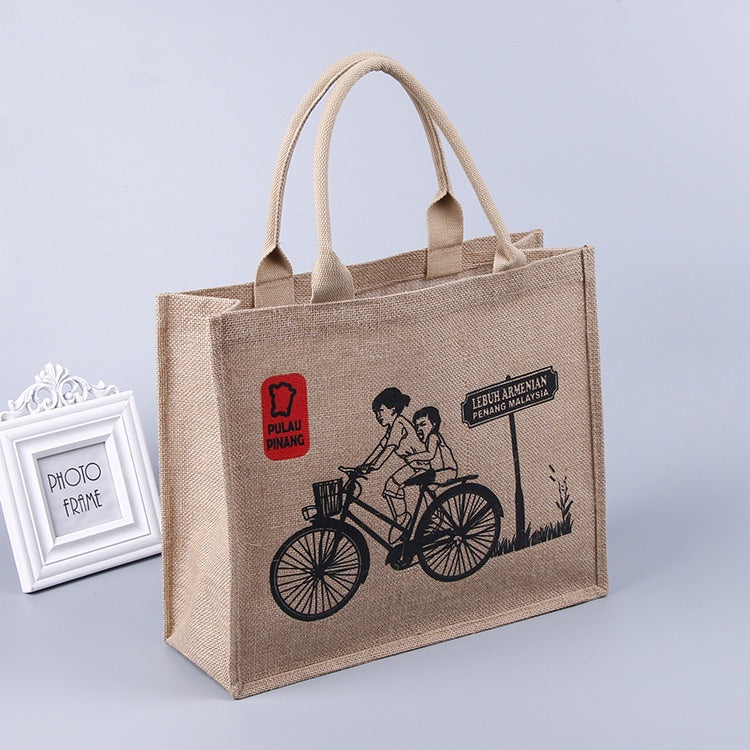 【Professional Customization】Production of Burlap Bags Printed Portable Linen Shopping Bags Jute BagPrintable Logo Manufacturers Customized Various Sizes and Styles(minimum 50pcs)