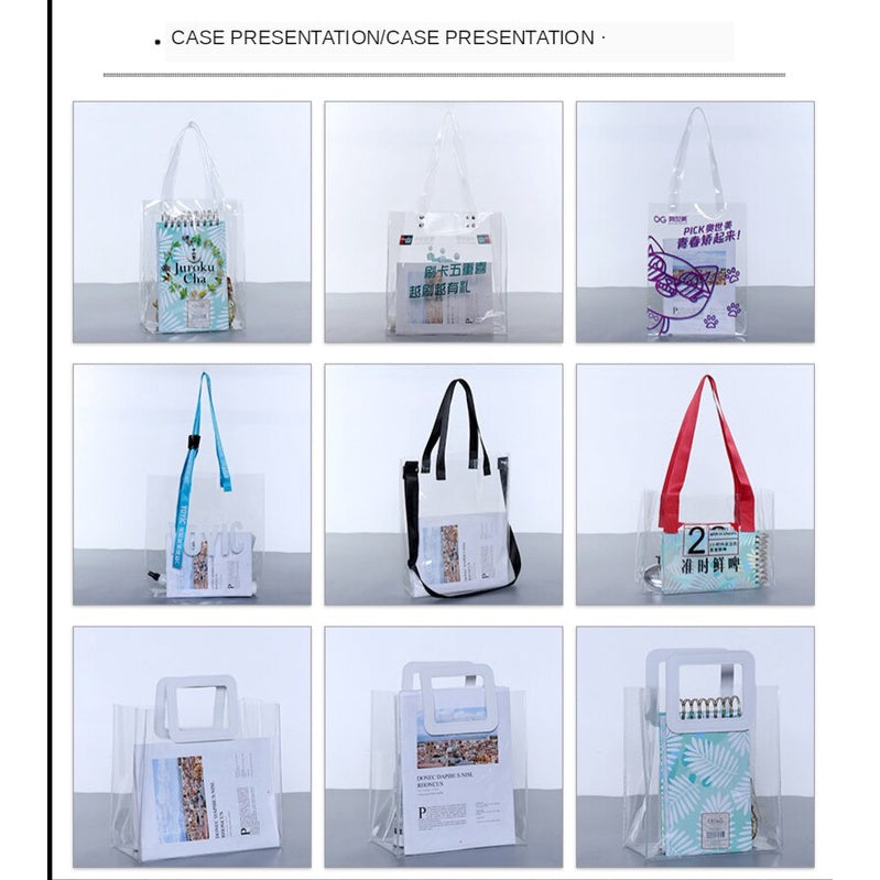 【Professional Customization】PVC New Red Pu Handbag Transparent Jelly Bag Colorful Radium Shooter Bag Gift Bag Printable Logo Manufacturers Customized Various Sizes and Styles(minimum 50pcs)