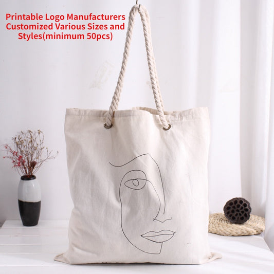 【Professional Customization】Canvas Creative Hand-held Advertising Canvas Bag Customized Gift Shopping Bag Cotton Bag Hand-held Canvas BagPrintable Logo Manufacturers Customized Various Sizes and Styles(minimum 50pcs)