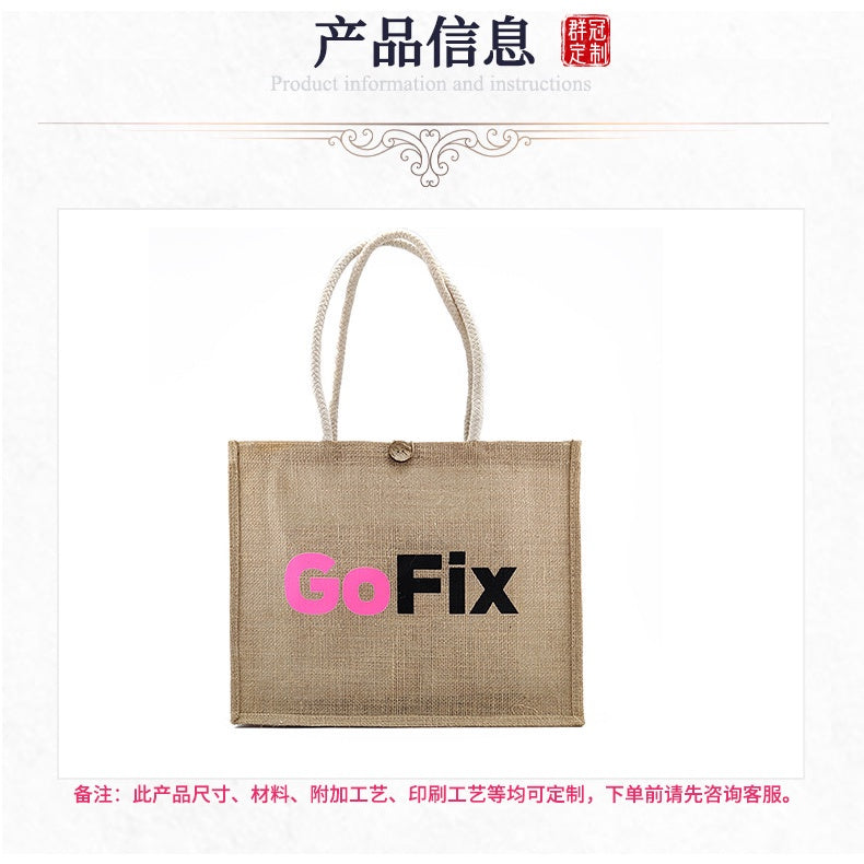 【Professional Customization】Spot Linen Handbag Students Creative Graffiti Hand-painted Cotton and Linen Cloth Bag Covered Jute  with Hand Gift BagPrintable Logo Manufacturers Customized Various Sizes and Styles(minimum 50pcs)