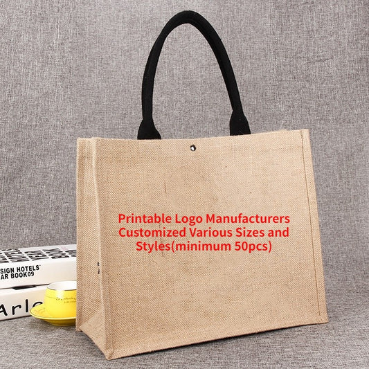 【Professional Customization】Coarse Jute Bag Company Business Activities School Conference Promotional Advertising Clothing Package Printable Logo Manufacturers Customized Various Sizes and Styles(minimum 50pcs)