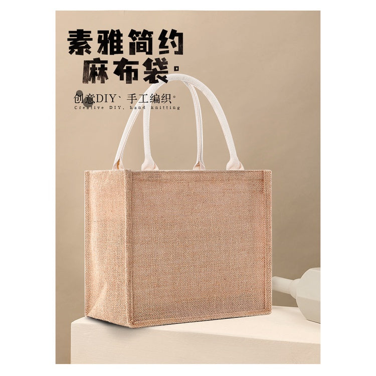 【Professional Customization】Customized Logo Gunny Bag Artistic Quality Jute Bag Portable Bag Shopping Bag No Print Same Gunny BagPrintable Logo Manufacturers Customized Various Sizes and Styles(minimum 50pcs)