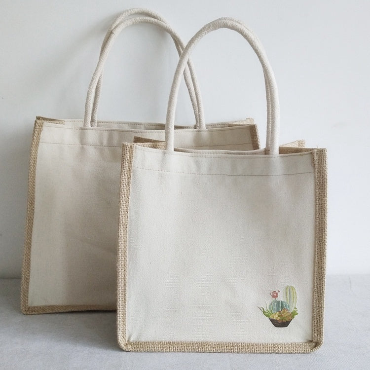 【Professional Customization】Jute Shopping Bags Linen Bags Small Fresh Bags Retro Canvas Custom Logo Cloth Bags Cotton And Linen Shopping Bags Printable Logo Manufacturers Customized Various Sizes and Styles(minimum 50pcs)