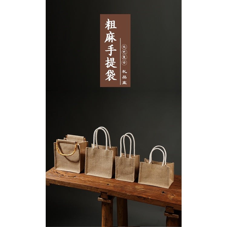 【Professional Customization】Retro Art Cotton And Linen Tote Bag Woven Small Cloth Bag Shopping Eco-friendly Bag Carrying Book Bag Storage Small Printable Logo Manufacturers Customized Various Sizes and Styles(minimum 50pcs)