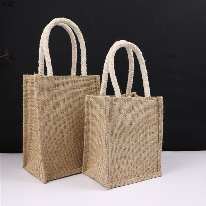 【Professional Customization】Linen Hand Bag Single Shoulder Bag Women Coarse Hemp Red Wine Hemp Bag Customized Jute Bag Printable Logo Manufacturers Customized Various Sizes and Styles(minimum 50pcs)