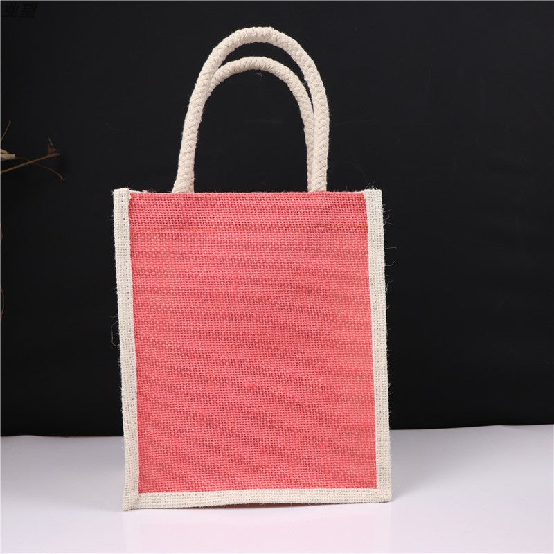 【Professional Customization】Linen Hand Bag Single Shoulder Bag Women Coarse Hemp Red Wine Hemp Bag Customized Jute Bag Printable Logo Manufacturers Customized Various Sizes and Styles(minimum 50pcs)