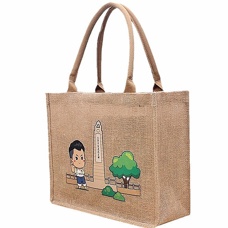 【Professional Customization】Hemp Bag Waterproof Jute Shopping Bag Retro Advertising Tableware Bag Large Capacity Cotton and Linen BagPrintable Logo Manufacturers Customized Various Sizes and Styles(minimum 50pcs)