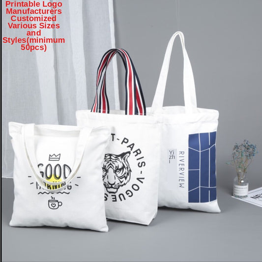 【Professional Customization】Canvas Bag Cotton Bag Custom Made Canvas Bag Environmental Portable Shopping Bag Bundle Mouth Storage Bag Printable Logo Manufacturers Customized Various Sizes and Styles(minimum 50pcs)