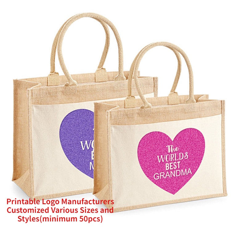 【Professional Customization】Linen Shopping Bags Custom-printed Logo for Advertising Gift Jute Bags Cotton Linen Tote BagPrintable Logo Manufacturers Customized Various Sizes and Styles(minimum 50pcs)